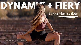 Dynamic Fiery Flow  1 Hour Yoga Class  Upbeat Vinyasa [upl. by Ahsiel665]