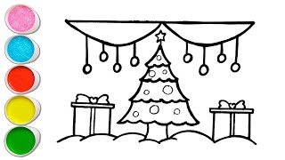 Lets Draw and Paint Christmas Tree Easily Together🎄  Drawing and Colouring Videos for Toddlers [upl. by Koziara]