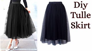 how to make a tulle skirt detailedtulle skirt cutting and stitching [upl. by Seagrave893]