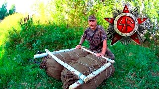 Survival Russia Spetznas Recon Raft Made Of Grass And 2 Ponchos [upl. by Rees]