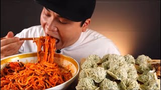 DDEONGGAE BITES ONLY SPICY NOODLES amp DUMPLINGS ASMR [upl. by Nerte]