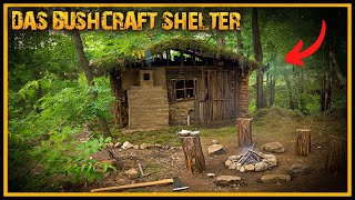 Bushcraft Survival Shelter mit Kamin – Start to Finish by Naturensöhne [upl. by Ahsasal830]