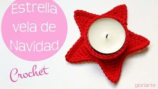 Portavelas estrella de navidad de crochet [upl. by Tsan]