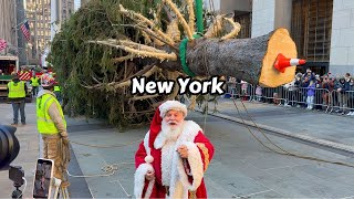 NYC Rockefeller Center Christmas Tree 2024 Installation Video 🎄 New York City 🎅🏼 [upl. by Dori]