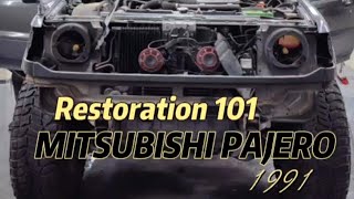 33 YEAR OLD MITSUBISHI PAJERO RESTORATION DAY 2  SKUNKWORKS CUSTOMS [upl. by Dustie876]