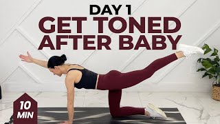 FULL BODY Postpartum Workout DAY 1 POSTPARTUM WORKOUT CHALLENGE [upl. by Akinal146]