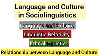 Relationship between Language and Culture  Language and Culture in Sociolinguistics  Examples [upl. by Yanal]