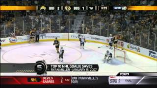 Top 10  NHL Goalie Saves [upl. by Haslam]