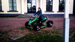 Girlfriend Tina trying to drift on a Spy 300F1 JLA Jinling streetquad [upl. by Aig]