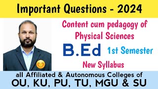 content cum pedagogy of Physical Science imp Questions 2024 bed 1st sem new syllabus OU PU TU SU MGU [upl. by Hnad]