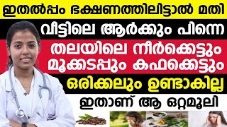 ഇതല്പം ഭക്ഷണത്തിലിട്ടാൽ മതി തലയിലെ നീർക്കെട്ടും മൂക്കടപ്പും കഫക്കെട്ടും ഒരിക്കലും ഉണ്ടാകില്ല [upl. by Colby]