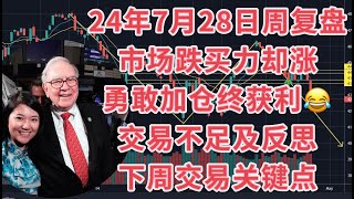 7月28日一周美股复盘，股指下跌买力上涨，硬头皮加多仓周五获利；加仓思路分享；本周交易不足分享与反思；下周走势关键；纳指与罗素的负相关；SPX标普纳指NDX；罗素IWM；英伟达；SMCI；美联储及财报 [upl. by Hospers]