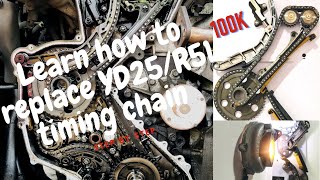 Step by step on How to Replace Timing Chain kit in Nissan Navara D40  R51 YD25 Engine [upl. by Alliuqaj]