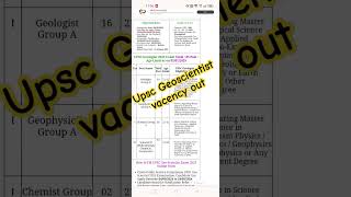 UPSC geoscientist vacency 2024  geochemist geologist [upl. by Rihsab]