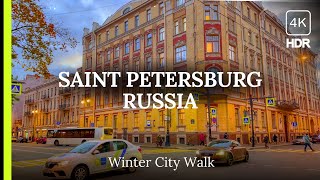 🔥 Beautiful Russia Freezes in Winter 🔥 Peeking at Russians Walking Tour of Saint Petersburg 4K HDR [upl. by Enowtna464]