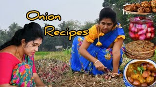 Harvested Onion from Our Field and Made Delicious Dishes  পেঁয়াজ দিয়ে বিভিন্ন রকম সুস্বাদু রেসিপি [upl. by Ruamaj]