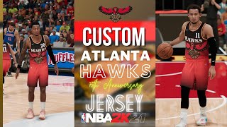 Custom Atlanta Hawks 75th Anniversary Jersey Tutorial In NBA2K21 [upl. by Eben79]