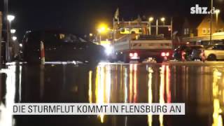 Sturmflut an der Ostsee Hochwasser erreicht Flensburg [upl. by Hank]