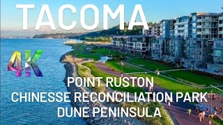 usa TACOMA HIGHLIGHT RELAXING WALKING TOUR  POINT RUSTON  RECONCILIATION PARK  RAINY amp CLOUDY DAY [upl. by Vashtee]