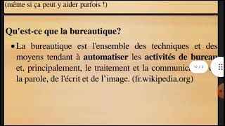 Cours Informatique Bureautique n°02  Définition De LInformatique Et De La Bureautique [upl. by Ronal6]