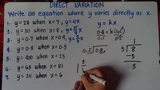 Direct Variation  Write an equation where quoty varies directly as xquot [upl. by Ruscio]