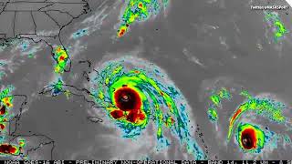 VIDEO Hurricanes Irma and Hurricane Jose From Space [upl. by Donica]