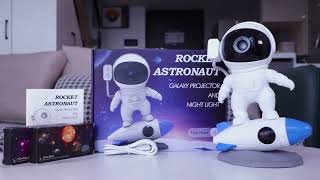 Rocket Astronaut Star Galaxy Projector Night Light Focus 12 Films LED Projection Galaxy Robot Lamp [upl. by Hector]