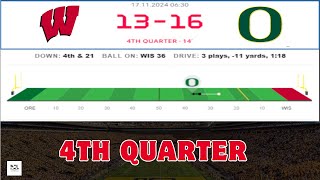 Oregon Ducks vs Wisconsin Badgers NCAA College Football 2024  4th Quarter Live Score Update today [upl. by Dewey]