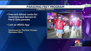 New Orleans group giving away free antiblister socks for parade walkers [upl. by Nytsuj]