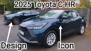 Compare Brand New 2025 Model Toyota CHR ICON to the Design Spec Plugin Hybrid in Midnight Teal 2024 [upl. by Dnomasor261]