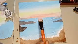 how to paint a sunset on a beacheasy acrylic paintings for beginnerseasy acrylic paintings [upl. by Oiludbo]