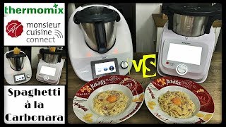 DUEL DE RECETTES  SPAGHETTI A LA CARBONARA Monsieur cuisine connect VS Thermomix Sand CookampLook [upl. by Marou]