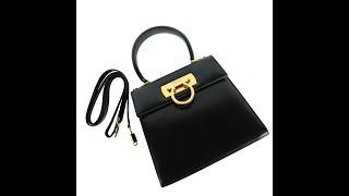 Salvatore Ferragamo Gancini Black 2 Way Bag  01289 [upl. by Ahsienahs]