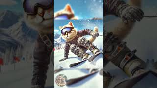 Cat skiing 😻😺 catai cat kucing kucinglucu catlover funny smart catvideos kittey kittenish [upl. by Neeruan]