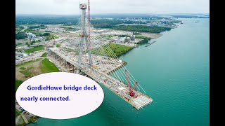 Amazing Gordie Howe bridge deck nearly connected [upl. by Yelahc]