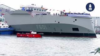 Greece’s First FDI HN Frigate quotKimonquot Technically Launched by Naval Group [upl. by Ursas]