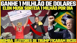 Elon Musk faz sorteio de US 1 milhão por dia a eleitores de Trump [upl. by Errot]