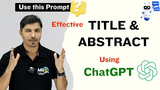 Excellent Title Abstract and Keywords by Using ChatGPT II Research Paper II My Research Support [upl. by Sully739]