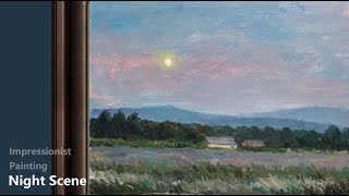 Impressionist Landscape  Easy Acrylic Painting  Night Scene 01 [upl. by Irt]