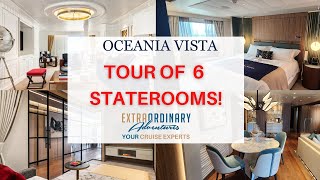 Tour of 6 Staterooms on Oceania Vista [upl. by Attiuqahs]