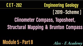 CET 202  Engg Geology  Module 5  Lec 8  Brunton Compass Clinometer Compass amp Toposheet  S4 KTU [upl. by Larry]