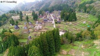 空撮 富山県 南砺市「相倉合掌造り集落」春 Aerial Shoot above Ainokura Village in Toyama Japan [upl. by Lasley]