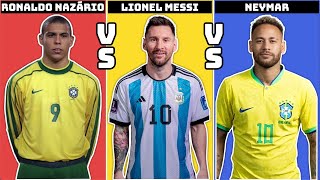 Ronaldo Nazario vs Messi vs Neymar  Who is the Ultimate Football Legend [upl. by Gwyn682]