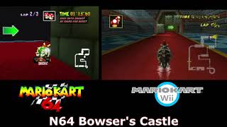 N64 Bowsers Castle Mario Kart 64 and Wii Comparison [upl. by Repard]