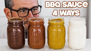 Making Homemade BBQ Sauce 4 Ways » Sweet  Vinegar  Mustard  White [upl. by Ahsoik603]