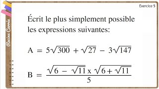 Maths  Exercice Corrigé  3ème  Racine Carrée Activités numériques  Fascicule ADEM Exercice 5 [upl. by Carmelita]