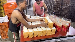 Largescale Production of Bread Loaf  Street Food [upl. by Anoo]