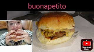 gustoso panino con cheddar fuso hamburger di scottona melanzane a funghetto 😋😋😋 mukbang [upl. by Biagi320]