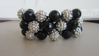 Triple Shamballa Bracelet Тройной Шамбала Браслет  How to make Tutorial [upl. by Matheson]