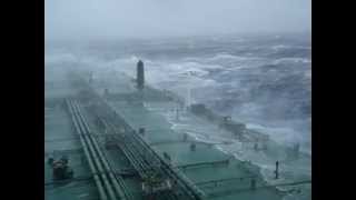 Large super tanker ship in huge storm in Atlantic Oceanmpg [upl. by Nirol]